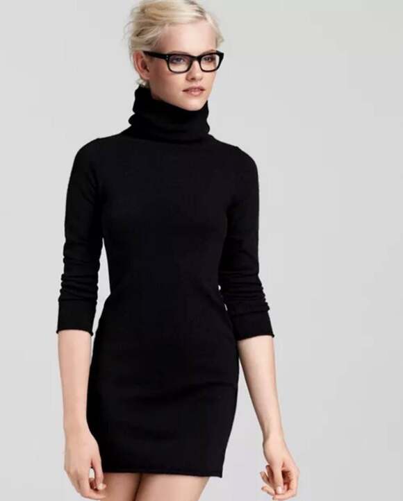 Aqua Cashmere Dresses & Skirts - Aqua Cashmere Turtleneck Sweater Dress Black Size S VI0619 NWT